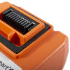 Close up of connector on cardiac science powerheart g5 4 year battery device in orange casing