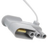 Connector end of cardiac science powerheart g5 paediatric defibrillator pads showing sockets and cable attachment