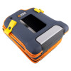 Cardiac Science Powerheart G5 Premium carry case in dark grey with orange edges and yellow clips shown from an angled view