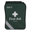 front view of a green st john home kit bag with white first aid cross and text on the front panel
