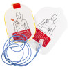 philips heartstart hs1 adult training pads showing the front side with diagrams and connected blue wires