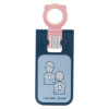 Front view of the philips heartstart frx defibrillator infant child key showing illustration and weight instructions