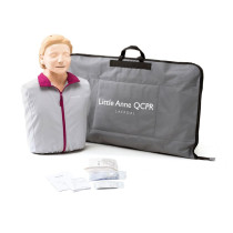 light skin head and torso little anne training manikin with grey tracksuit for cpr training