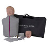 laerdal little anne training manikin with bag light skin showing manikin torso, replacement face, instructions, and carrying bag