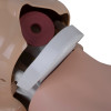 Close up of neck area on laerdal little anne training manikin with bag light skin showing inner mechanisms