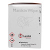 Box of St John Ambulance manikin wipes with hazard symbols and manufacturer details visible on the side