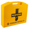 bright yellow box with biohazard spill kit written on the front at an angle