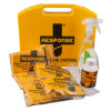 the contents of the spill kit displayed in front of the box