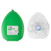 st john reusable rescue mask with clear mask and green protective case shown side by side