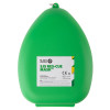Green case showing the front of the st john reusable rescue mask with a white label on it