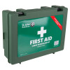 Angled view of the St John Ambulance large workplace first aid kit with BS 8599‑1:2019 labelling