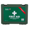 Front view of the St John Ambulance large workplace first aid kit featuring BS 8599‑1:2019 compliant label