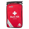 Front view of a red St John Ambulance Zenith Standard Burn Kit with white cross and text on the front panel