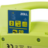 Closeup of the remote on the zoll aed plus trainer 2 showing buttons and warning symbols