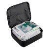 st john vehicle first aid kit medium open displaying instruction leaflet and packed contents inside black case