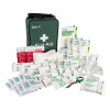 Contents of the Stjzwffam St John Ambulance Bs8599 Compliant Zenith First Aid Kit including dressings, gloves, plasters, scissors, and wipes