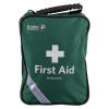 Front view of the St John Ambulance Zenith large first aid kit in a green zip‑up soft case
