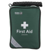 St John Ambulance first aid kit travel zenith pouch in green fabric with white first aid cross and text on front