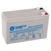 Image of Su12V7Ab 12Vdc 1Ah Battery Angled showing the grey casing with blue text and two terminal connectors on top