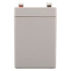 Grey rectangular Su12V7Ab 12Vdc 1Ah battery shown from the side with two terminal connectors on top