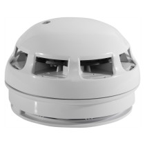 Front view of the rafiki twinflex multipoint asd detector without sounder showing its white domed design with ventilation slots