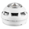 Side view of a rafiki twinflex multipoint asd detector sounder strobe showing its white casing and circular design