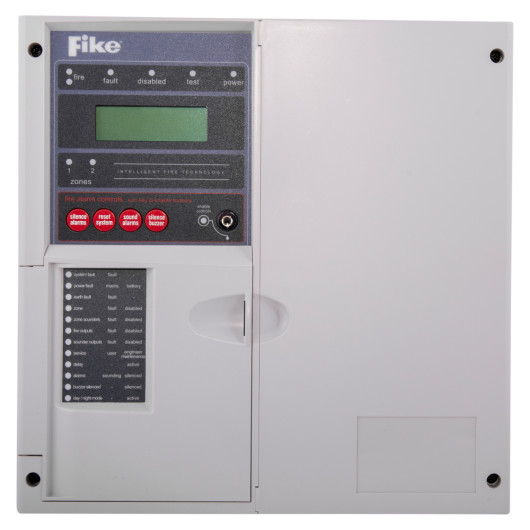 rafiki twinflex pro 2 fire alarm panel 2 zone showing front view with control buttons and display screen