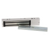 Rectangular silver maglock from an access control maglock kit with push button keypad call point against a plain white background