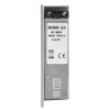 Side view of access control rim electric release strike showing label and metal casing