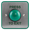 access control green dome exit button showing front view with green dome and metal plate marked press to exit