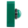 side view of an access control green dome exit button showing the green dome and rectangular base
