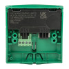 Back view of access control emergency manual call point showing wiring terminals and internal components