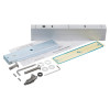 access control slimline electromagnetic lock parts laid out including metal lock body, bracket, screws, washers, spring and instruction sheet