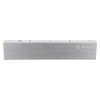 Front view of an access control slimline electromagnetic lock with a brushed metal finish and visible mounting holes