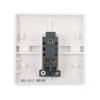 Back view of the access control white exit button showing the wiring and mounting area