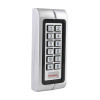 Angled view of an access control waterproof keypad and proximity card with numbered buttons and a silver frame