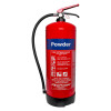 Front view of thomas glover 9kg monnex powder extinguisher showing label and hose