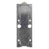 Back view of the thomas glover panic bolt mk2 showing the metal plate and mounting holes
