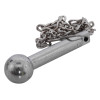 thomas glover panic bolt mk2 showing a metal hammer with a round head and a linked chain attached