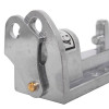 Part of the thomas glover panic bolt mk2 showing the optional padlock hole on a silver metal component