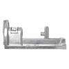 Side view of a silver thomas glover panic bolt mk2 showing the latch and base plate