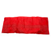 Unrolled red emergency evacuation sheet shown flat on a white background