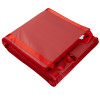 Thorpe Mill emergency evacuation sledge folded and out of its bag with red straps and edges visible