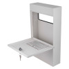 mailsafe residential mailbox shown from an angle with the front door open and key in the lock