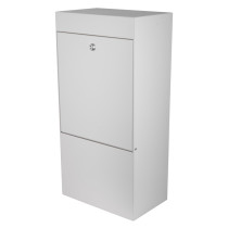 mailsafe commercial mailbox shown from an angled view with a lock on the front panel