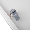 Latch on a mailsafe commercial mailbox showing metal lever and securing bolt