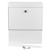 Anti‑arson mailbox with included installation accessories such as keys and mounting strip laid out