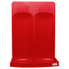 Front view of the ultrafire double premium stand in red showing its two vertical sections and base tray
