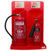 ultrafire double premium stand red holding two fire extinguishers including water mist and carbon dioxide types