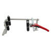 ultrafire extinguisher servicing clamp shown from an angled top view with red handle and metal parts isolated on white background